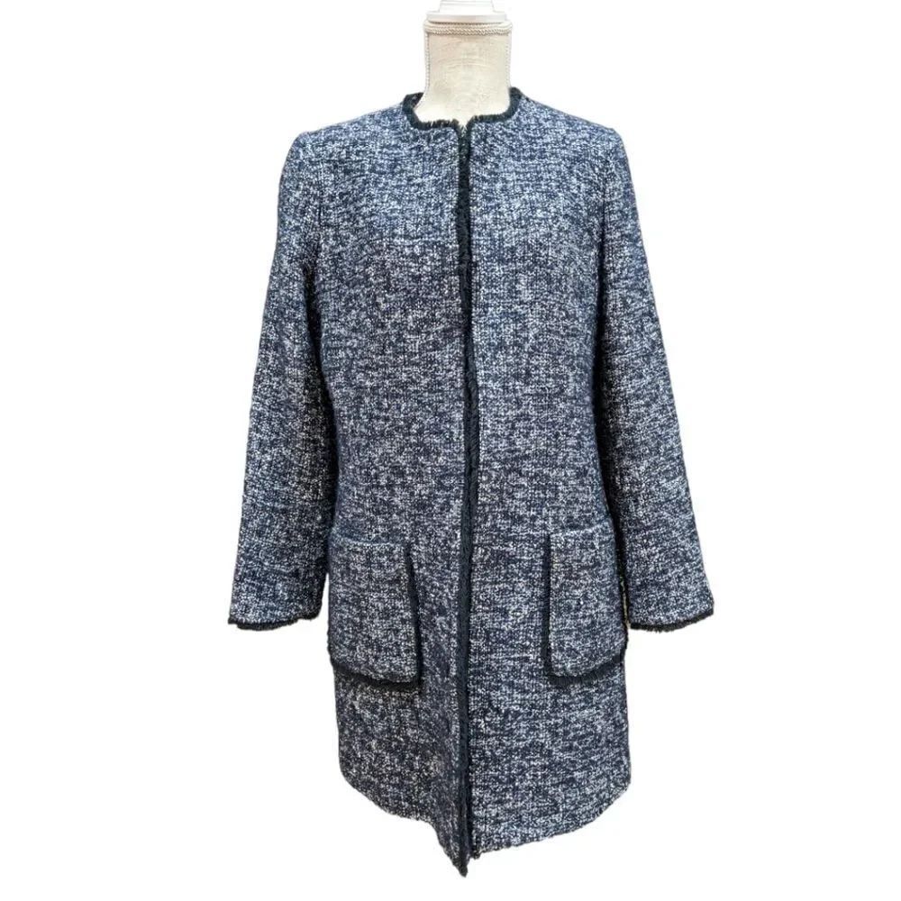 Helene London Women's Blue Tweed Coat Size M